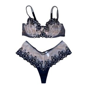 NWOT •  Victoria Secret  •  Sheer Lace Bra + Panty Set • 38DD | XXL